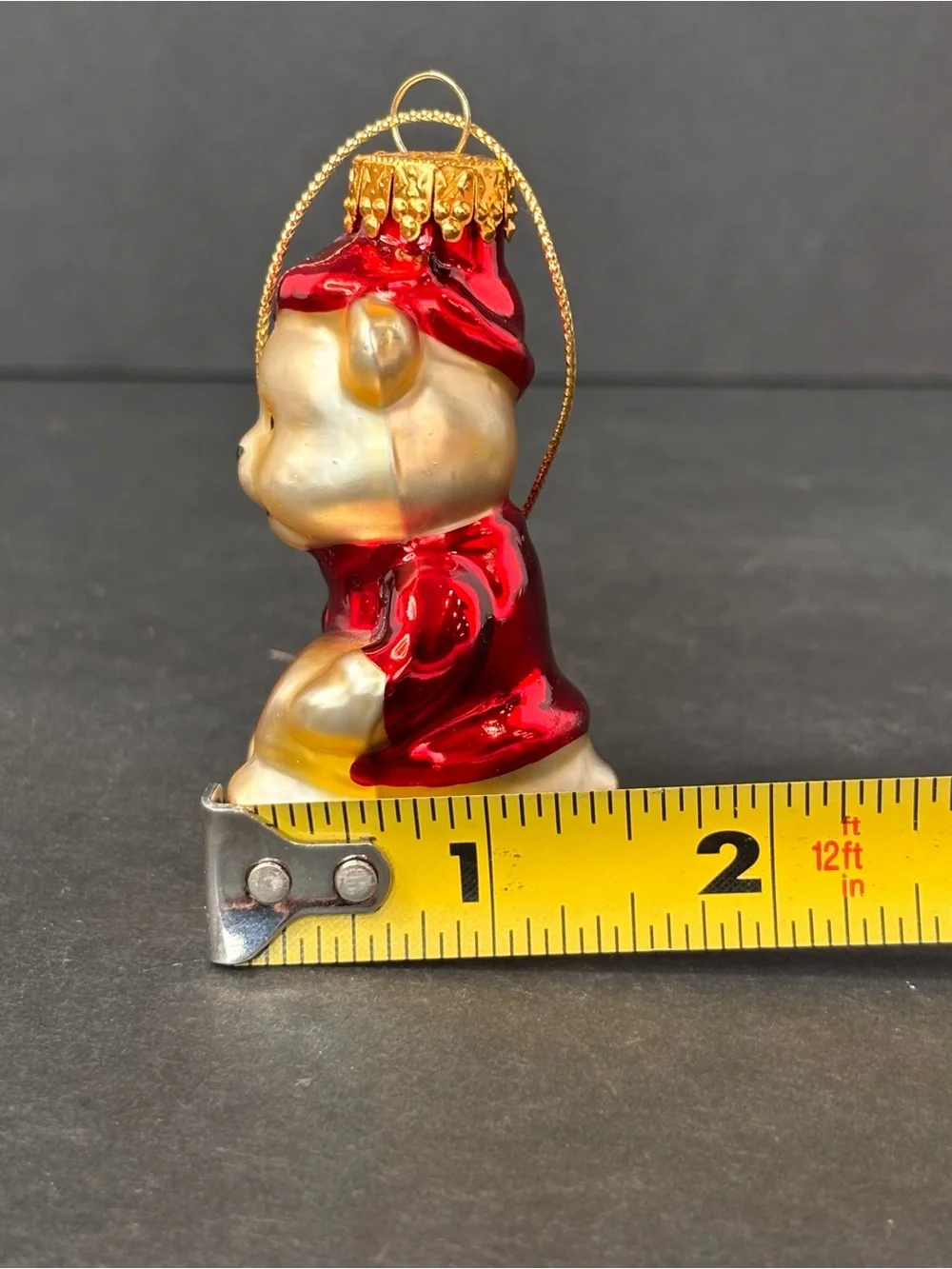 Vtg G&D (Gloria Duchin) Christmas Ornament Blown Glass Teddy Bear 3”